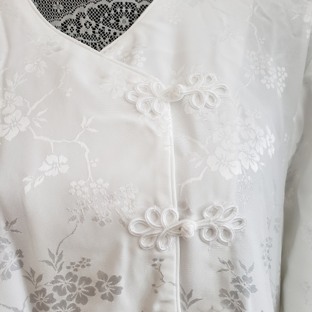 White Maxi Cheongsam Dress